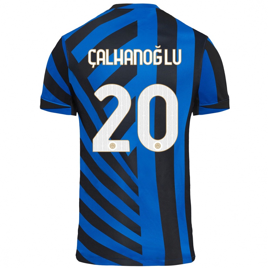 Niño Fútbol Camiseta Hakan Calhanoglu #20 Azul Negro 1ª Equipación 2024/25