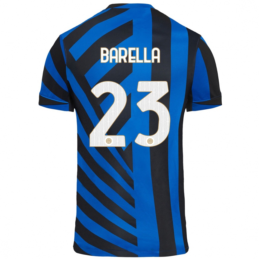 Niño Fútbol Camiseta Nicolo Barella #23 Azul Negro 1ª Equipación 2024/25