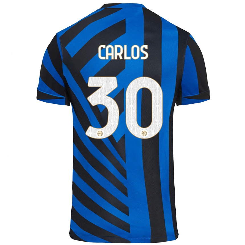 Niño Fútbol Camiseta Carlos Augusto #30 Azul Negro 1ª Equipación 2024/25