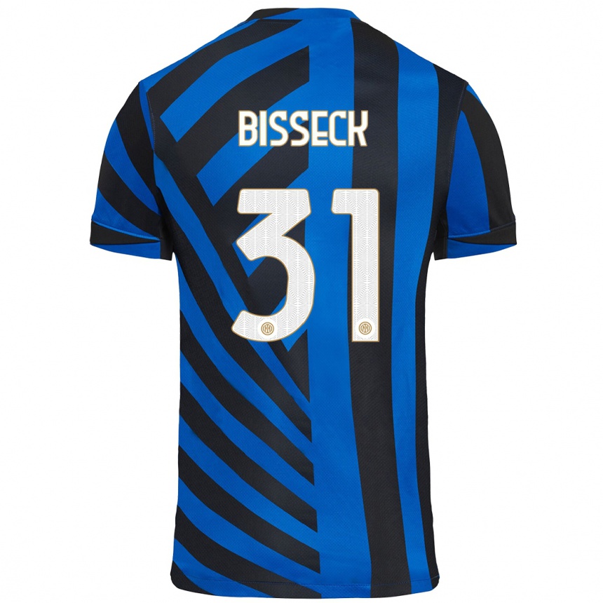 Niño Fútbol Camiseta Yann Bisseck #31 Azul Negro 1ª Equipación 2024/25