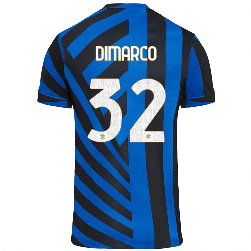 Niño Fútbol Camiseta Federico Dimarco #32 Azul Negro 1ª Equipación 2024/25