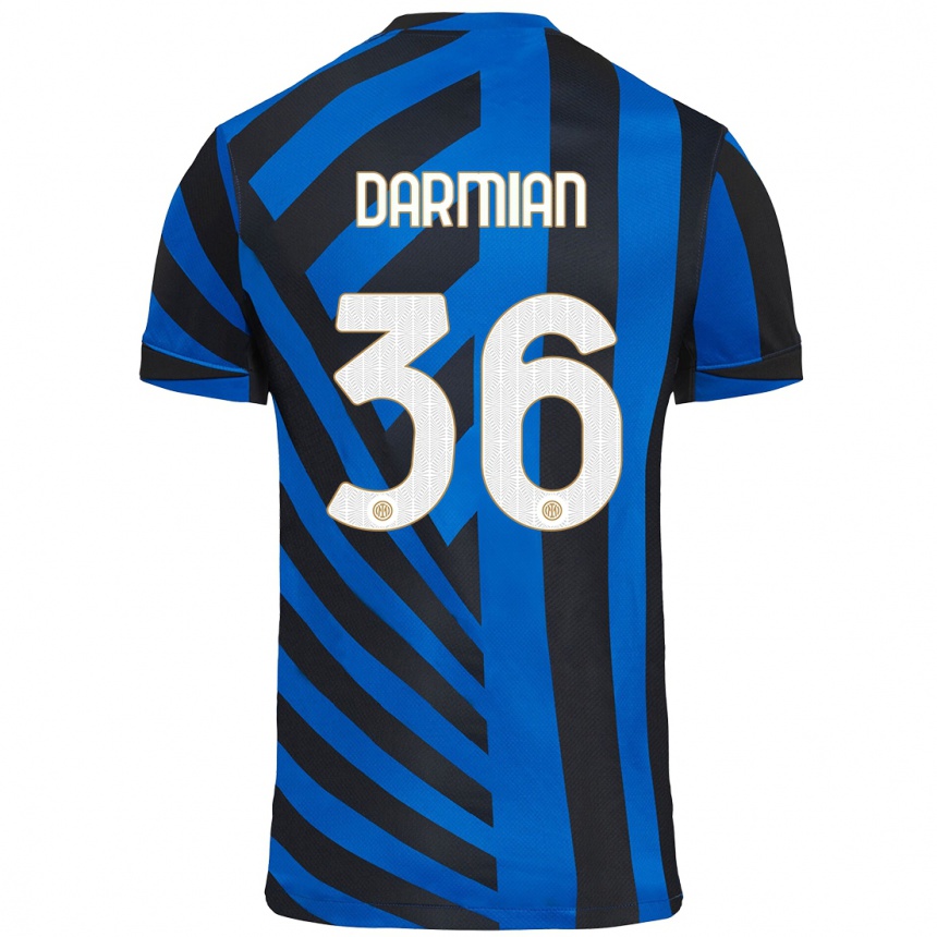 Niño Fútbol Camiseta Matteo Darmian #36 Azul Negro 1ª Equipación 2024/25