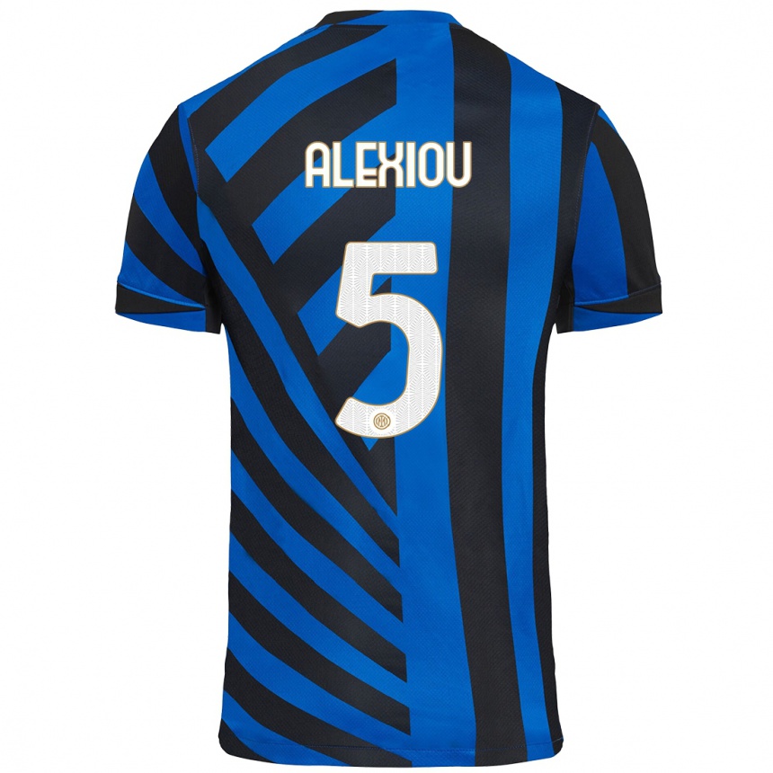 Niño Fútbol Camiseta Christos Alexiou #5 Azul Negro 1ª Equipación 2024/25