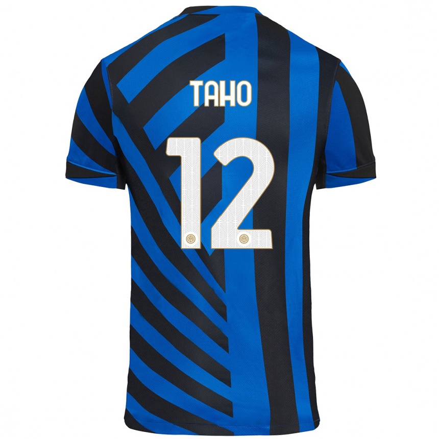 Niño Fútbol Camiseta Alain Taho #12 Azul Negro 1ª Equipación 2024/25