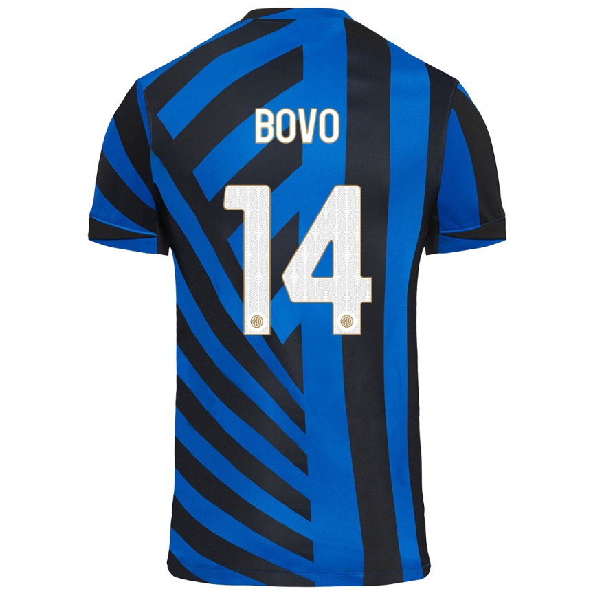 Niño Fútbol Camiseta Leonardo Bovo #14 Azul Negro 1ª Equipación 2024/25