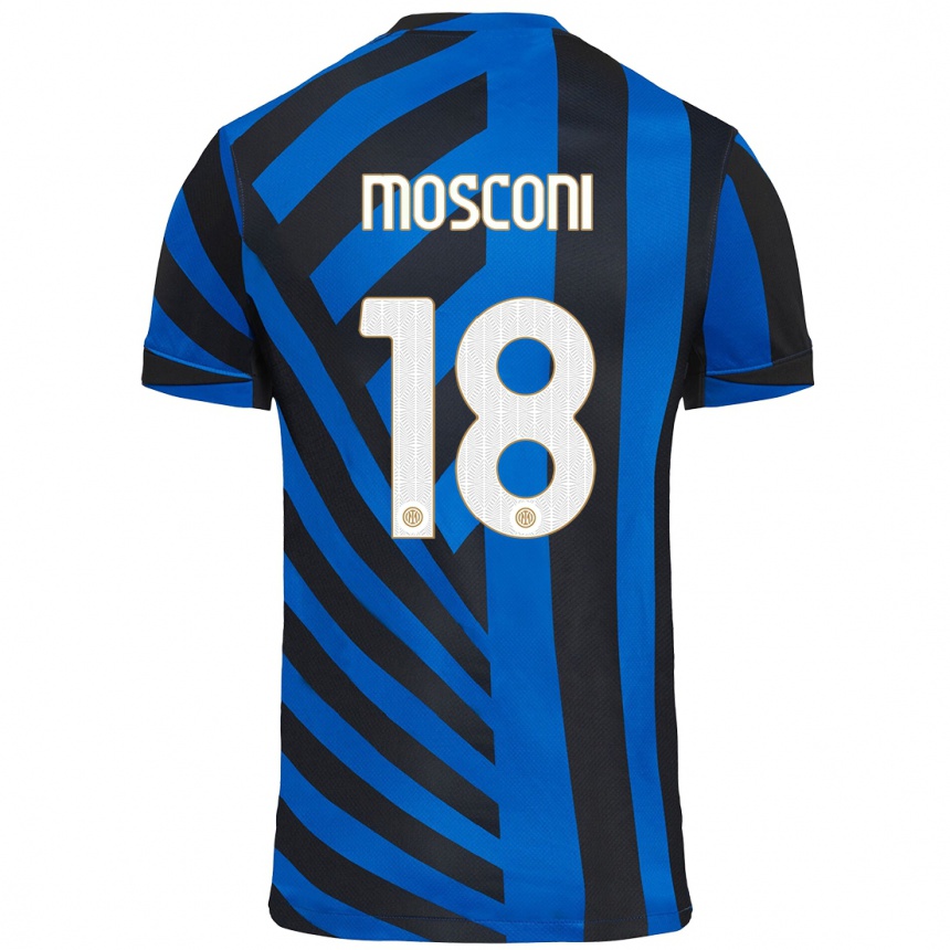 Niño Fútbol Camiseta Mattia Mosconi #18 Azul Negro 1ª Equipación 2024/25