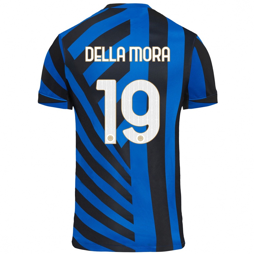 Niño Fútbol Camiseta Tommaso Della Mora #19 Azul Negro 1ª Equipación 2024/25