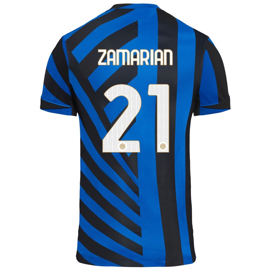 Niño Fútbol Camiseta Matteo Zamarian #21 Azul Negro 1ª Equipación 2024/25