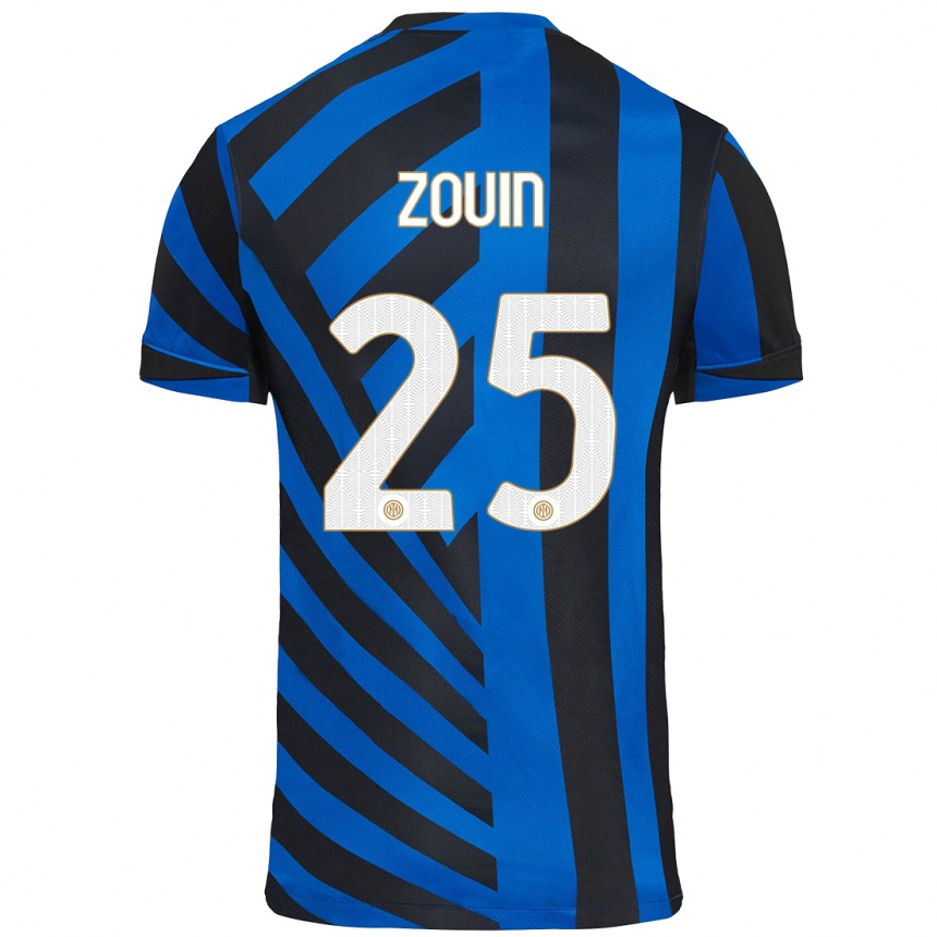 Niño Fútbol Camiseta Aymen Zouin #25 Azul Negro 1ª Equipación 2024/25