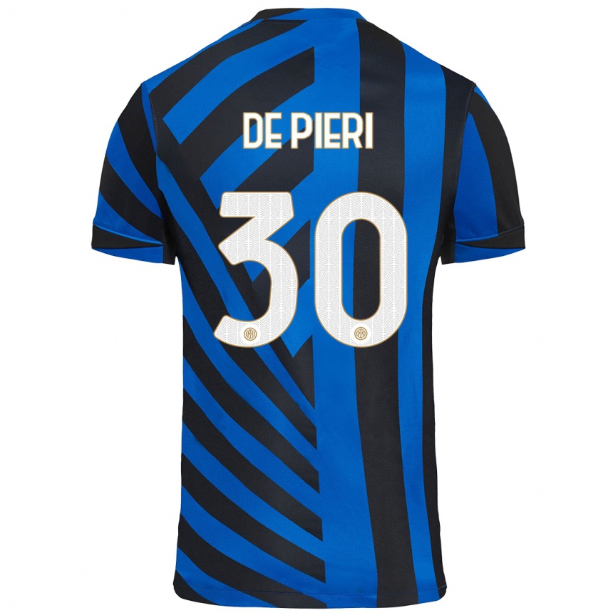 Niño Fútbol Camiseta Giacomo De Pieri #30 Azul Negro 1ª Equipación 2024/25