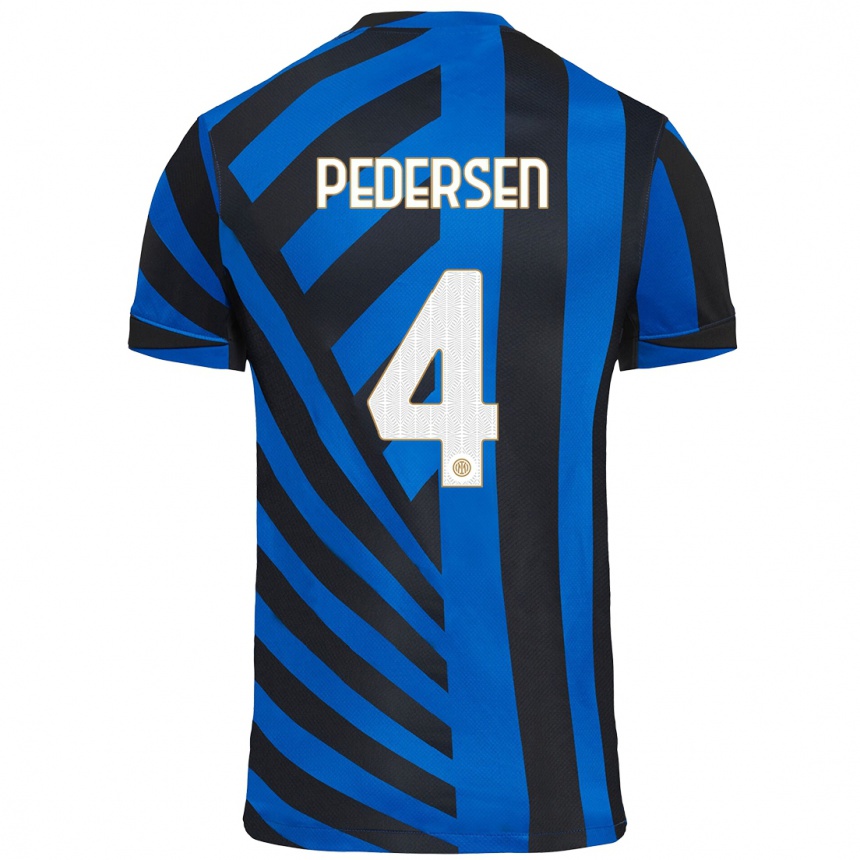 Niño Fútbol Camiseta Sofie Junge Pedersen #4 Azul Negro 1ª Equipación 2024/25