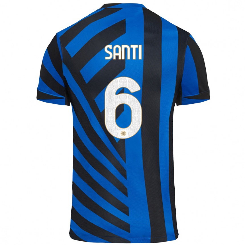 Niño Fútbol Camiseta Irene Santi #6 Azul Negro 1ª Equipación 2024/25