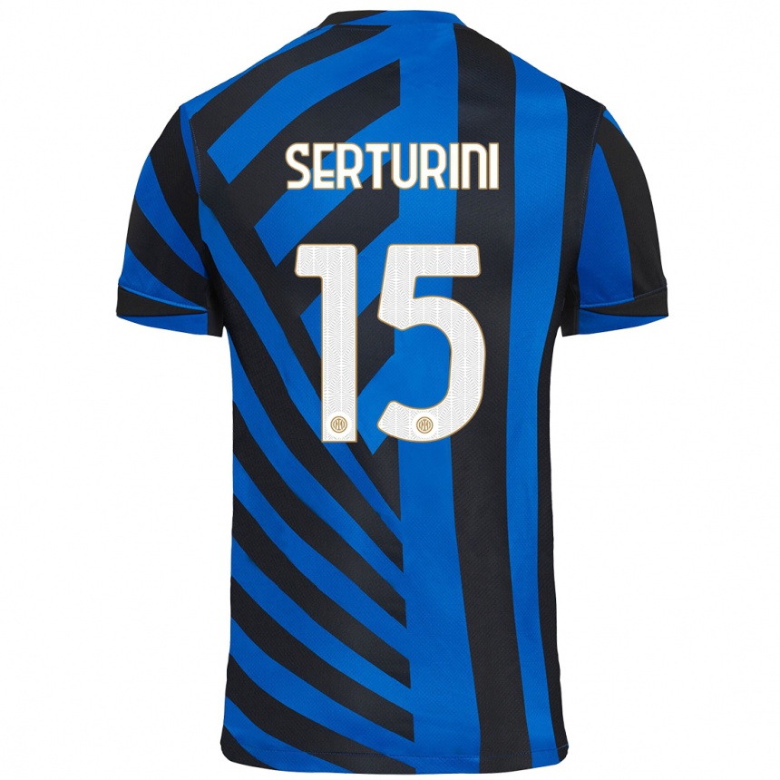 Niño Fútbol Camiseta Annamaria Serturini #15 Azul Negro 1ª Equipación 2024/25