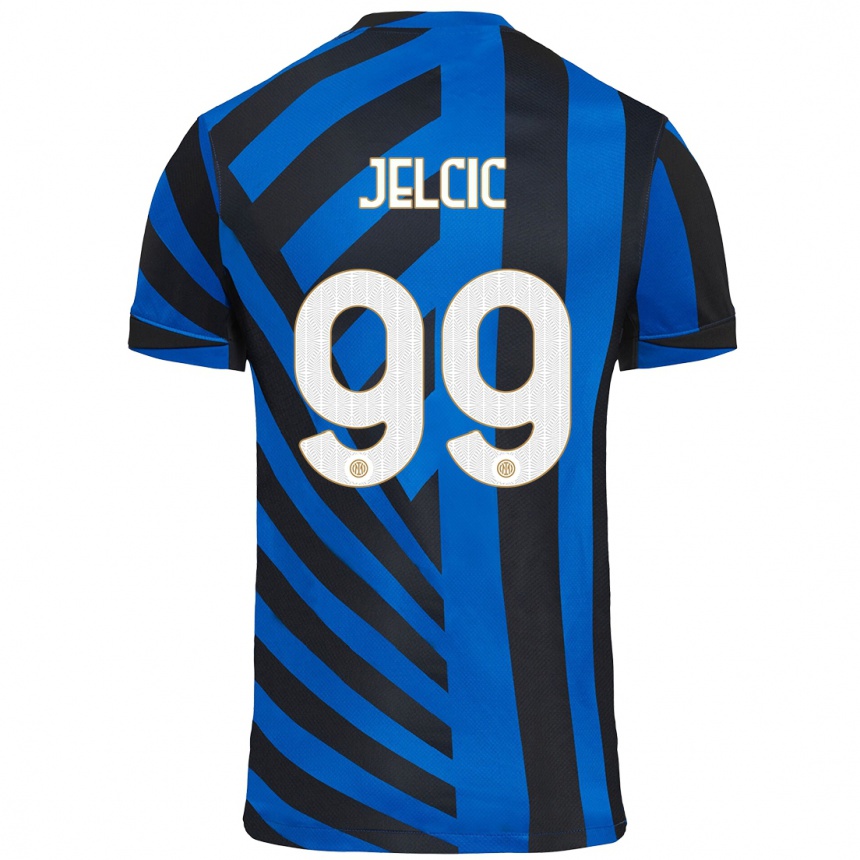 Niño Fútbol Camiseta Maja Jelčić #99 Azul Negro 1ª Equipación 2024/25