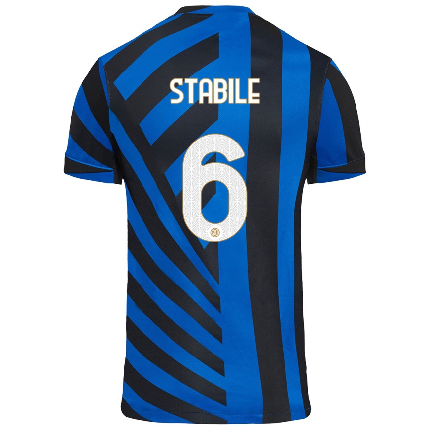 Niño Fútbol Camiseta Giacomo Stabile #6 Azul Negro 1ª Equipación 2024/25