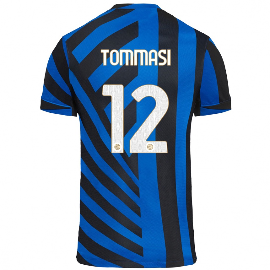 Niño Fútbol Camiseta Francesco Tommasi #12 Azul Negro 1ª Equipación 2024/25