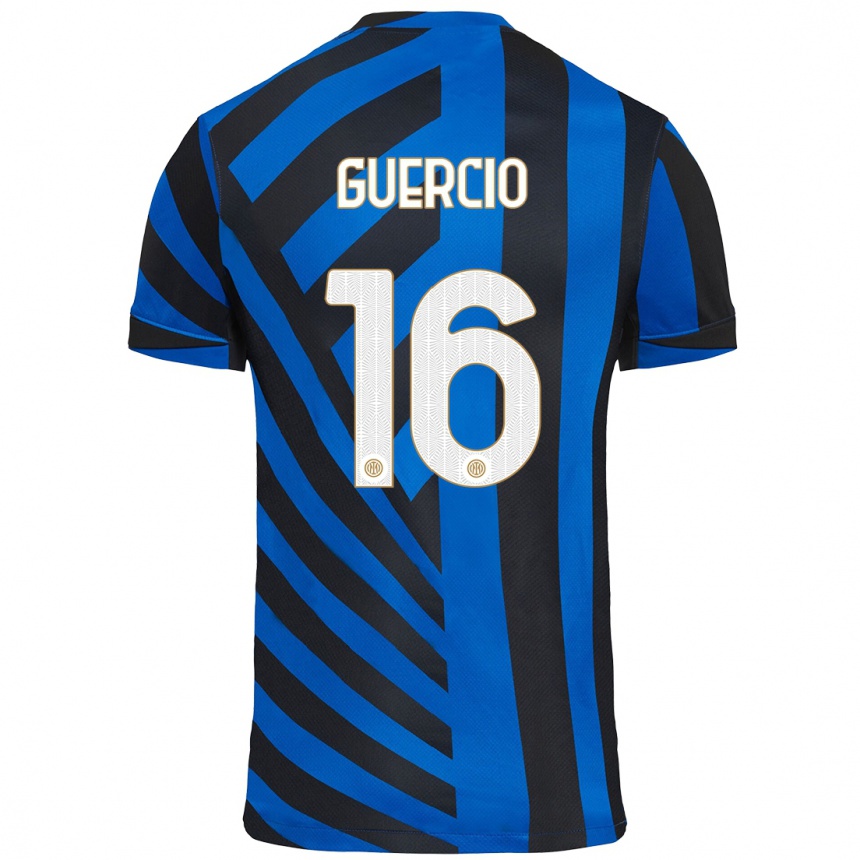 Niño Fútbol Camiseta Tommaso Guercio #16 Azul Negro 1ª Equipación 2024/25