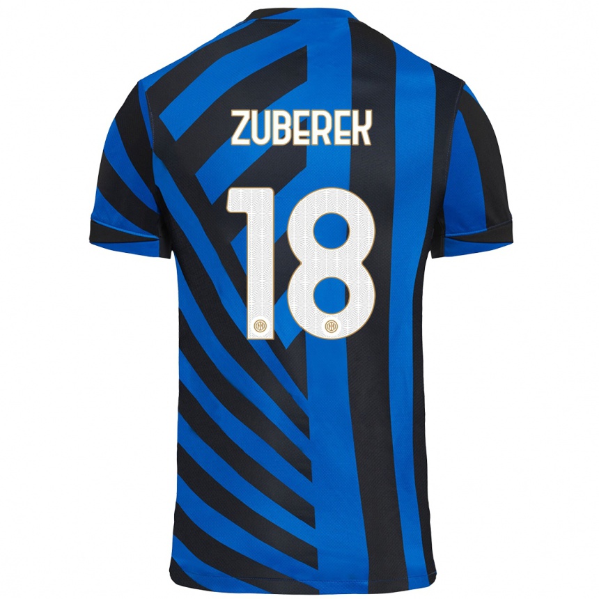 Niño Fútbol Camiseta Jan Zuberek #18 Azul Negro 1ª Equipación 2024/25