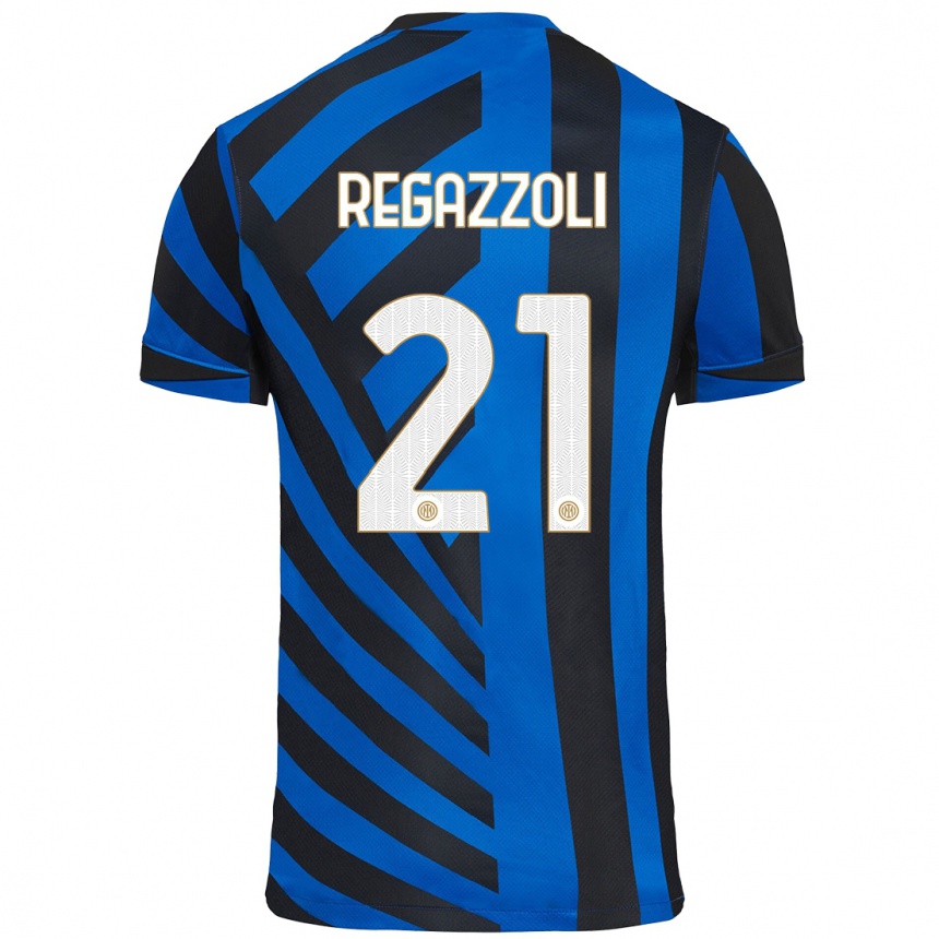 Niño Fútbol Camiseta Alice Regazzoli #21 Azul Negro 1ª Equipación 2024/25