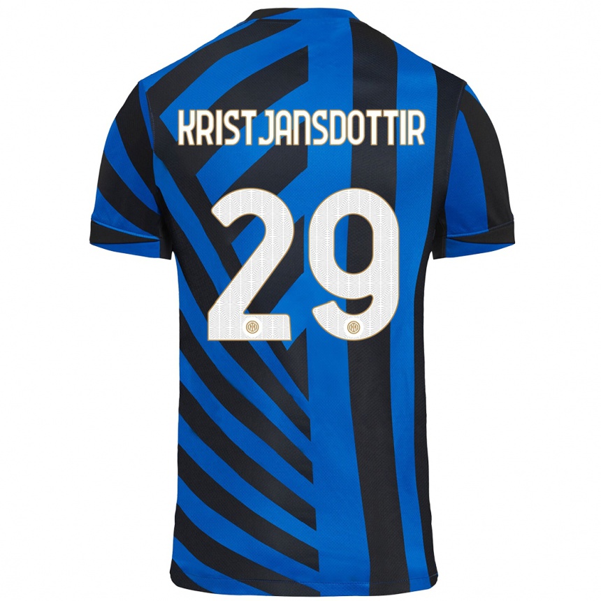 Niño Fútbol Camiseta Anna Bjork Kristjansdottir #29 Azul Negro 1ª Equipación 2024/25