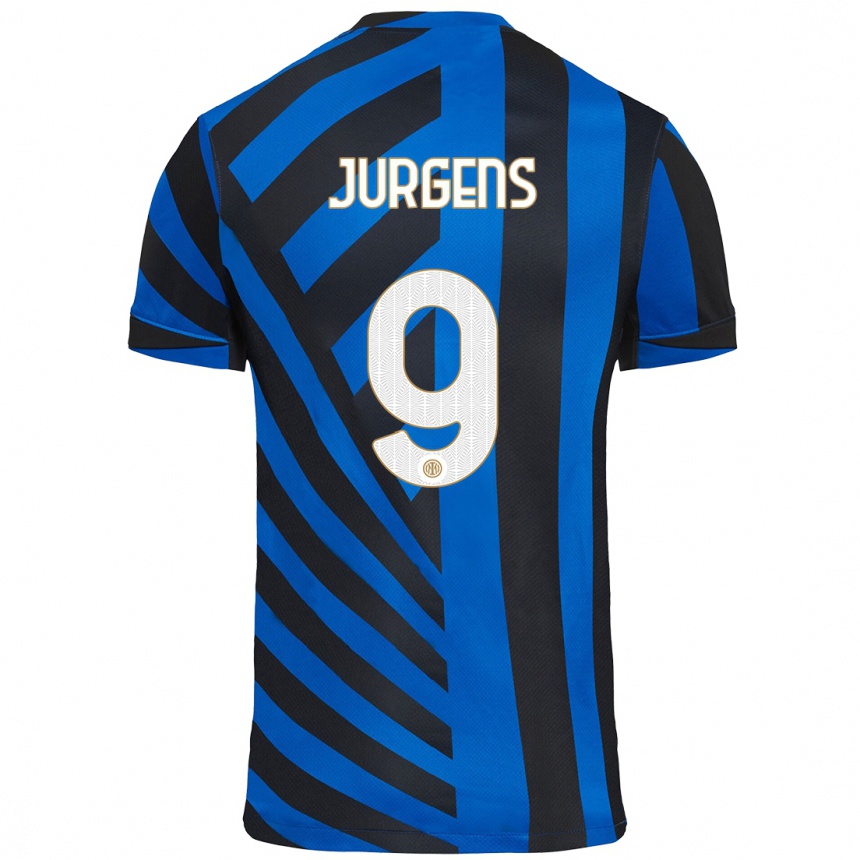 Niño Fútbol Camiseta Oliver Jurgens #9 Azul Negro 1ª Equipación 2024/25