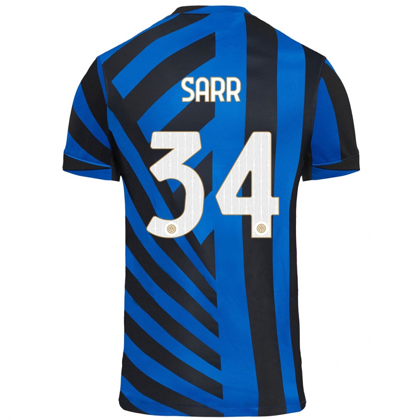 Niño Fútbol Camiseta Amadou Sarr #34 Azul Negro 1ª Equipación 2024/25