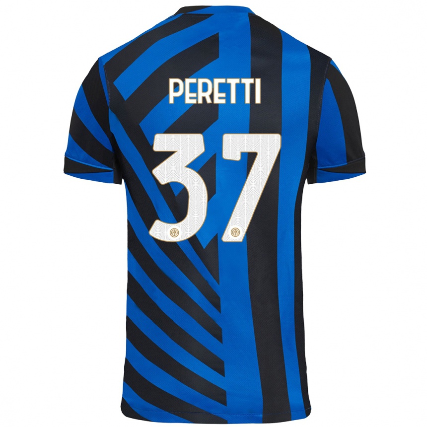 Niño Fútbol Camiseta Lorenzo Peretti #37 Azul Negro 1ª Equipación 2024/25