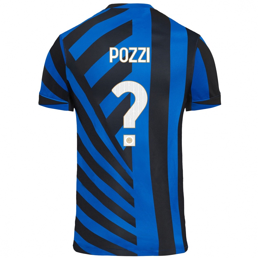 Niño Fútbol Camiseta Andrea Pozzi #0 Azul Negro 1ª Equipación 2024/25