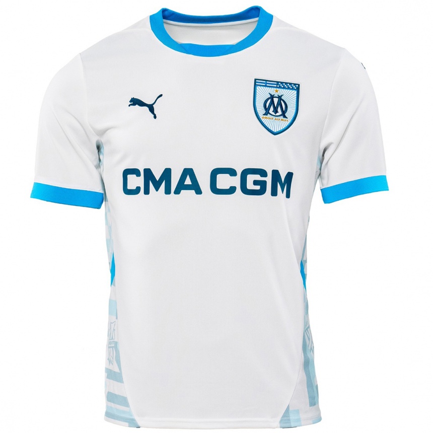 Niño Fútbol Camiseta Mason Greenwood #10 Blanco Azul Cielo 1ª Equipación 2024/25