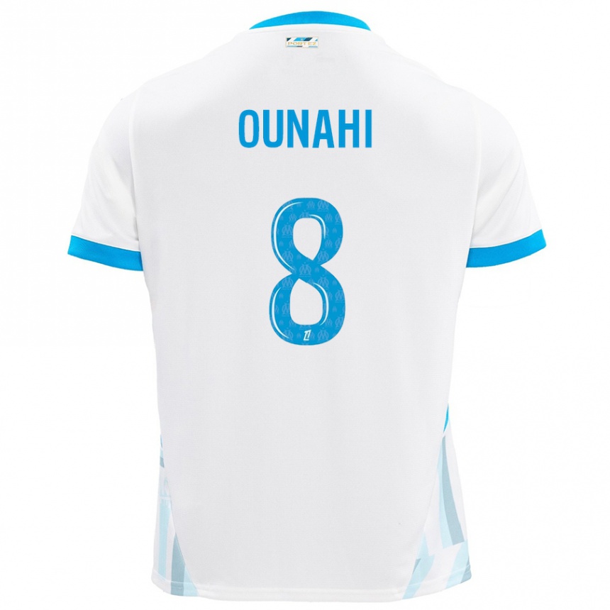 Niño Fútbol Camiseta Azzedine Ounahi #8 Blanco Azul Cielo 1ª Equipación 2024/25