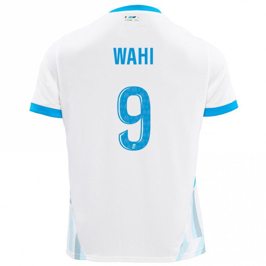 Niño Fútbol Camiseta Elye Wahi #9 Blanco Azul Cielo 1ª Equipación 2024/25