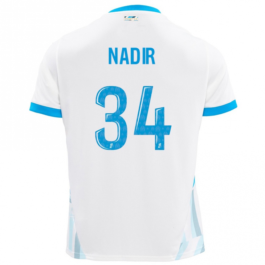 Niño Fútbol Camiseta Bilal Nadir #34 Blanco Azul Cielo 1ª Equipación 2024/25