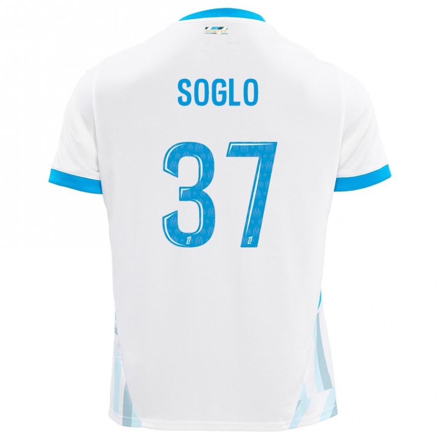 Niño Fútbol Camiseta Emran Soglo #37 Blanco Azul Cielo 1ª Equipación 2024/25