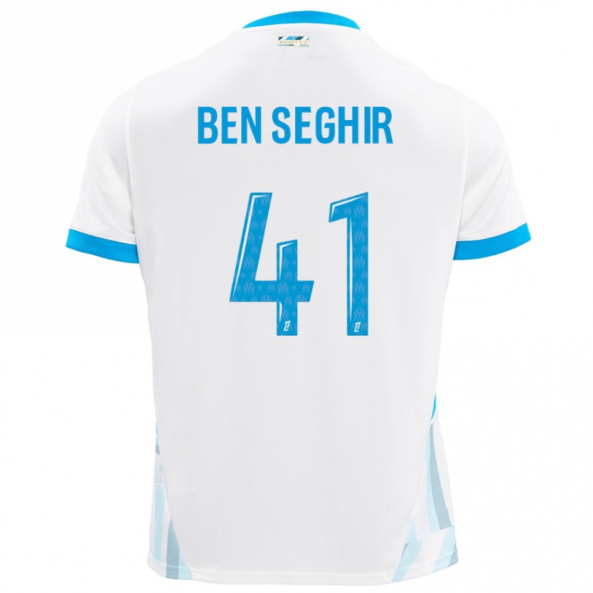 Niño Fútbol Camiseta Salim Ben Seghir #41 Blanco Azul Cielo 1ª Equipación 2024/25