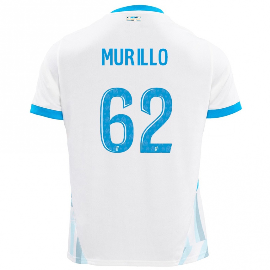 Niño Fútbol Camiseta Amir Murillo #62 Blanco Azul Cielo 1ª Equipación 2024/25