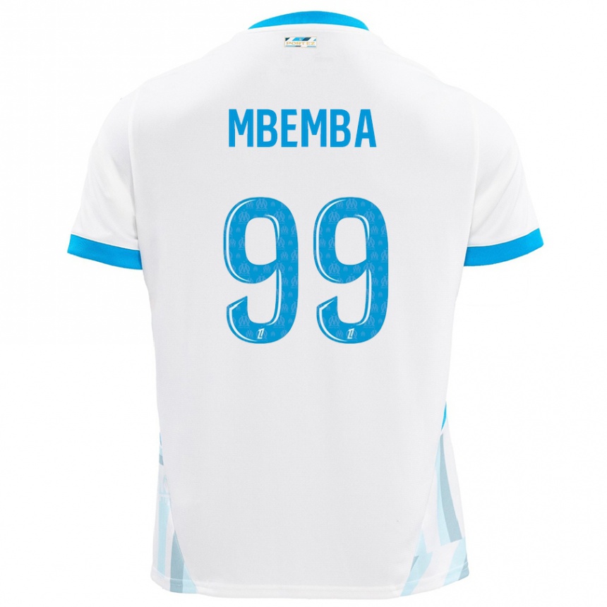 Niño Fútbol Camiseta Chancel Mbemba #99 Blanco Azul Cielo 1ª Equipación 2024/25