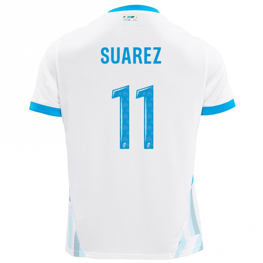 Niño Fútbol Camiseta Luis Suarez #11 Blanco Azul Cielo 1ª Equipación 2024/25