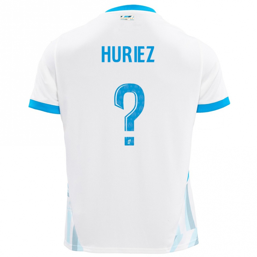 Niño Fútbol Camiseta Evan Huriez #0 Blanco Azul Cielo 1ª Equipación 2024/25