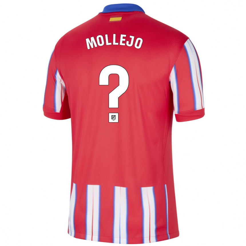 Niño Fútbol Camiseta Victor Mollejo #0 Rojo Blanco Azul 1ª Equipación 2024/25