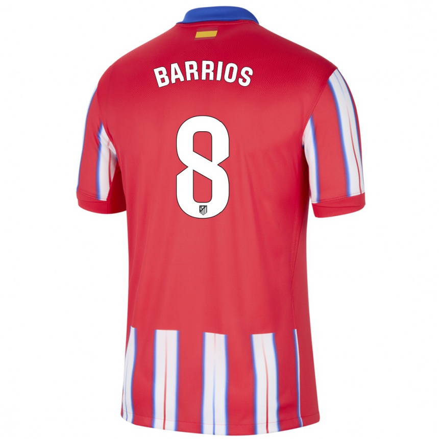 Niño Fútbol Camiseta Pablo Barrios #8 Rojo Blanco Azul 1ª Equipación 2024/25