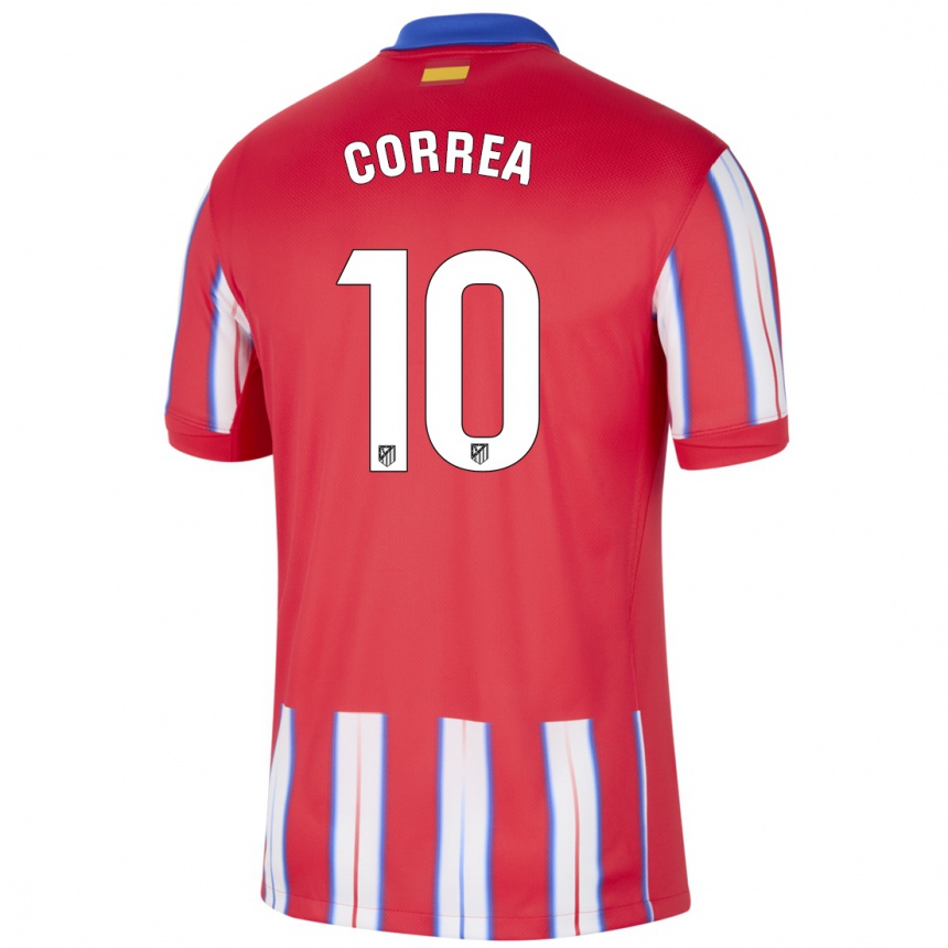 Niño Fútbol Camiseta Angel Correa #10 Rojo Blanco Azul 1ª Equipación 2024/25