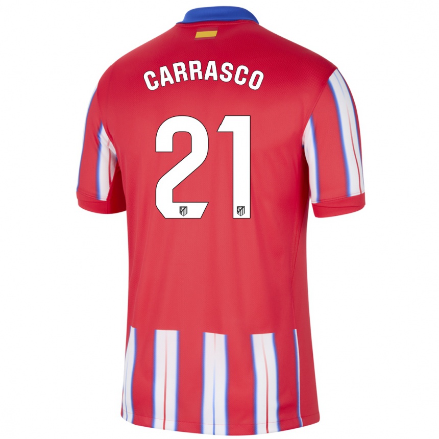 Niño Fútbol Camiseta Yannick Carrasco #21 Rojo Blanco Azul 1ª Equipación 2024/25