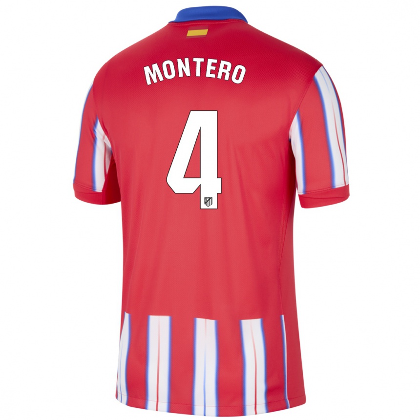 Niño Fútbol Camiseta Francisco Montero #4 Rojo Blanco Azul 1ª Equipación 2024/25