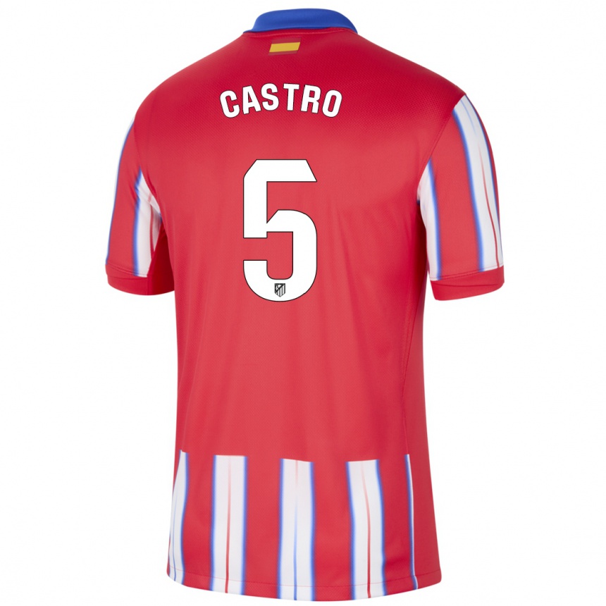 Niño Fútbol Camiseta Oscar Castro #5 Rojo Blanco Azul 1ª Equipación 2024/25