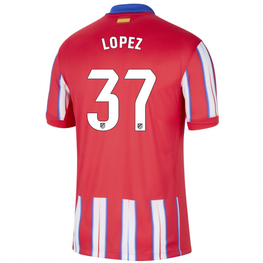 Niño Fútbol Camiseta Alex Lopez #37 Rojo Blanco Azul 1ª Equipación 2024/25