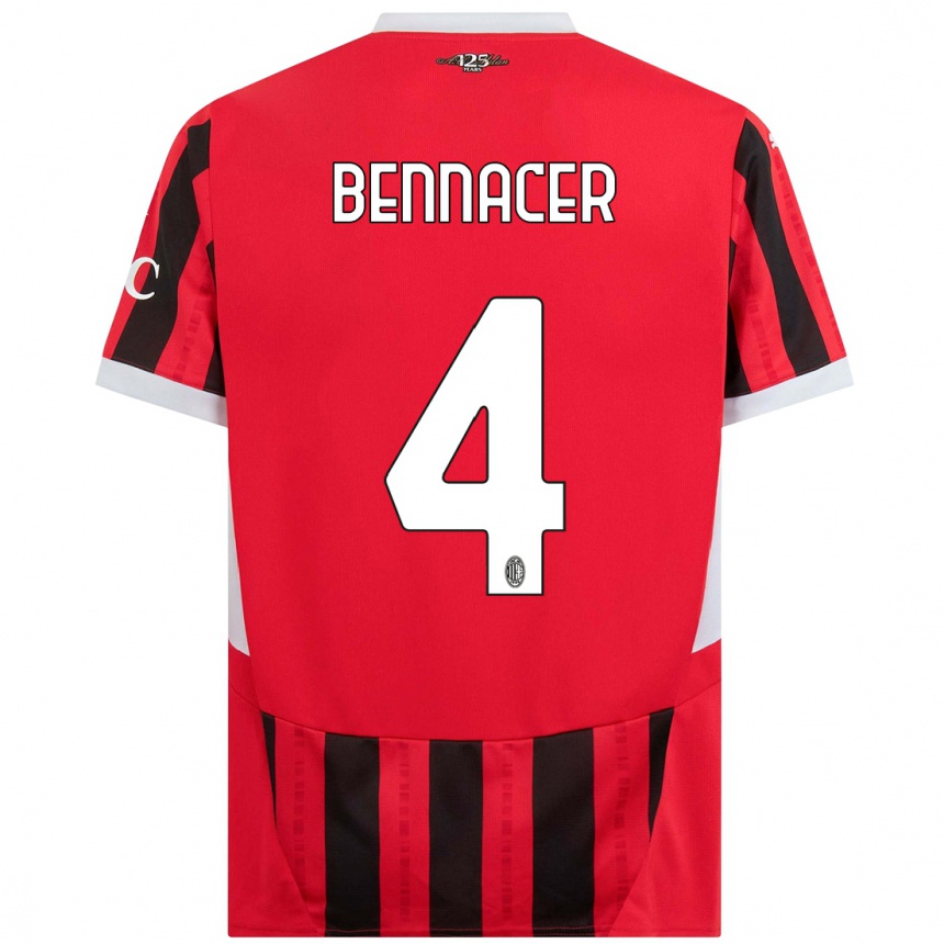 Niño Fútbol Camiseta Ismael Bennacer #4 Rojo Negro 1ª Equipación 2024/25