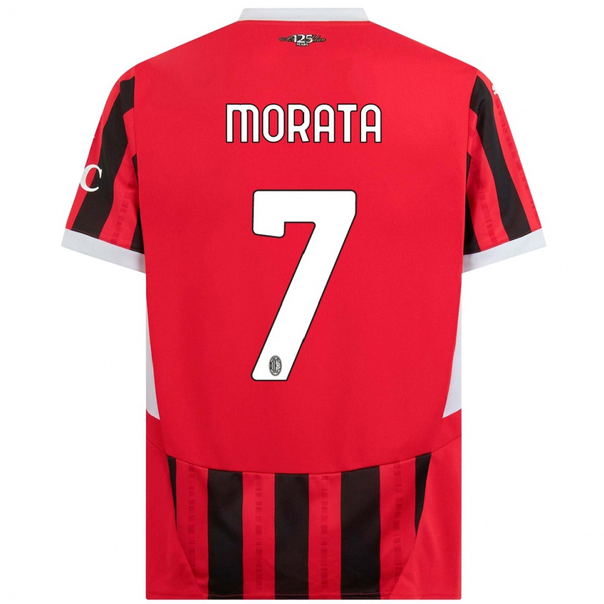 Niño Fútbol Camiseta Alvaro Morata #7 Rojo Negro 1ª Equipación 2024/25