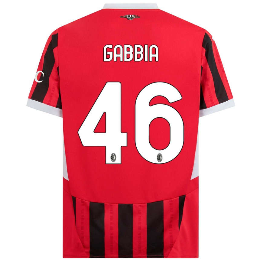 Niño Fútbol Camiseta Matteo Gabbia #46 Rojo Negro 1ª Equipación 2024/25