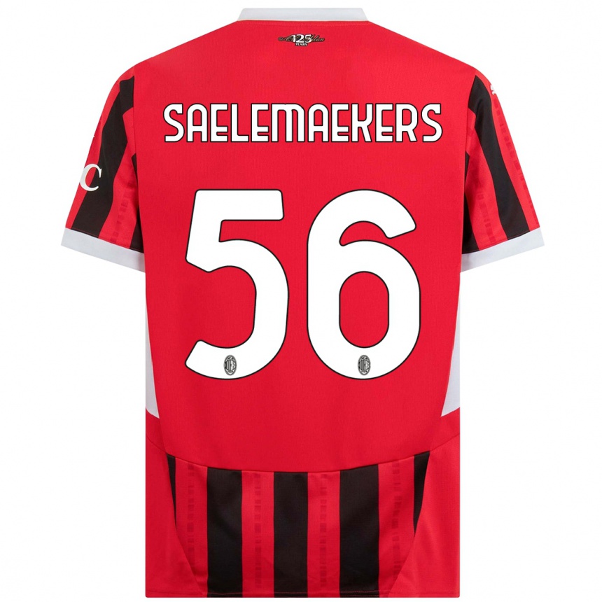 Niño Fútbol Camiseta Alexis Saelemaekers #56 Rojo Negro 1ª Equipación 2024/25