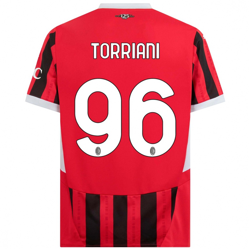 Niño Fútbol Camiseta Lorenzo Torriani #96 Rojo Negro 1ª Equipación 2024/25